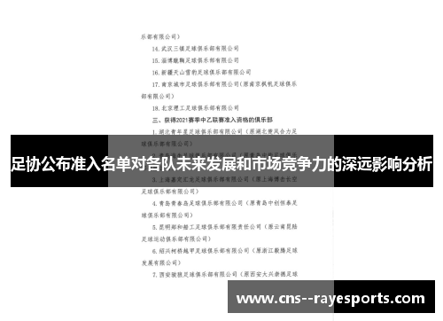 足协公布准入名单对各队未来发展和市场竞争力的深远影响分析 足协公布准入名单对各队未来发展和市场竞争力的深远影响分析